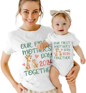 Personalized Mom And Baby Matching Outfits, Our First Mothers Day Together, Mom me Matching Shirt