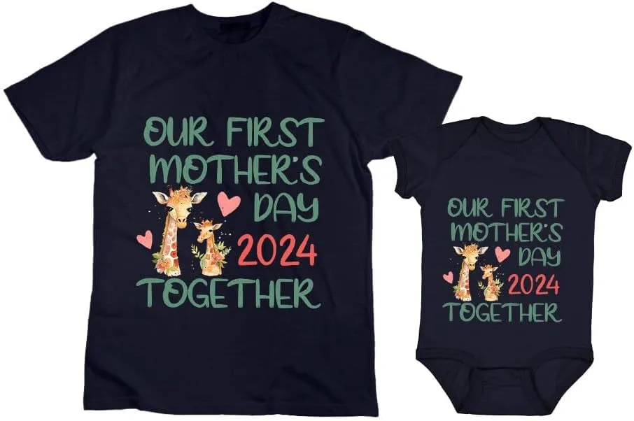 Personalized Mom And Baby Matching Outfits, Our First Mothers Day Together, Mom me Matching Shirt