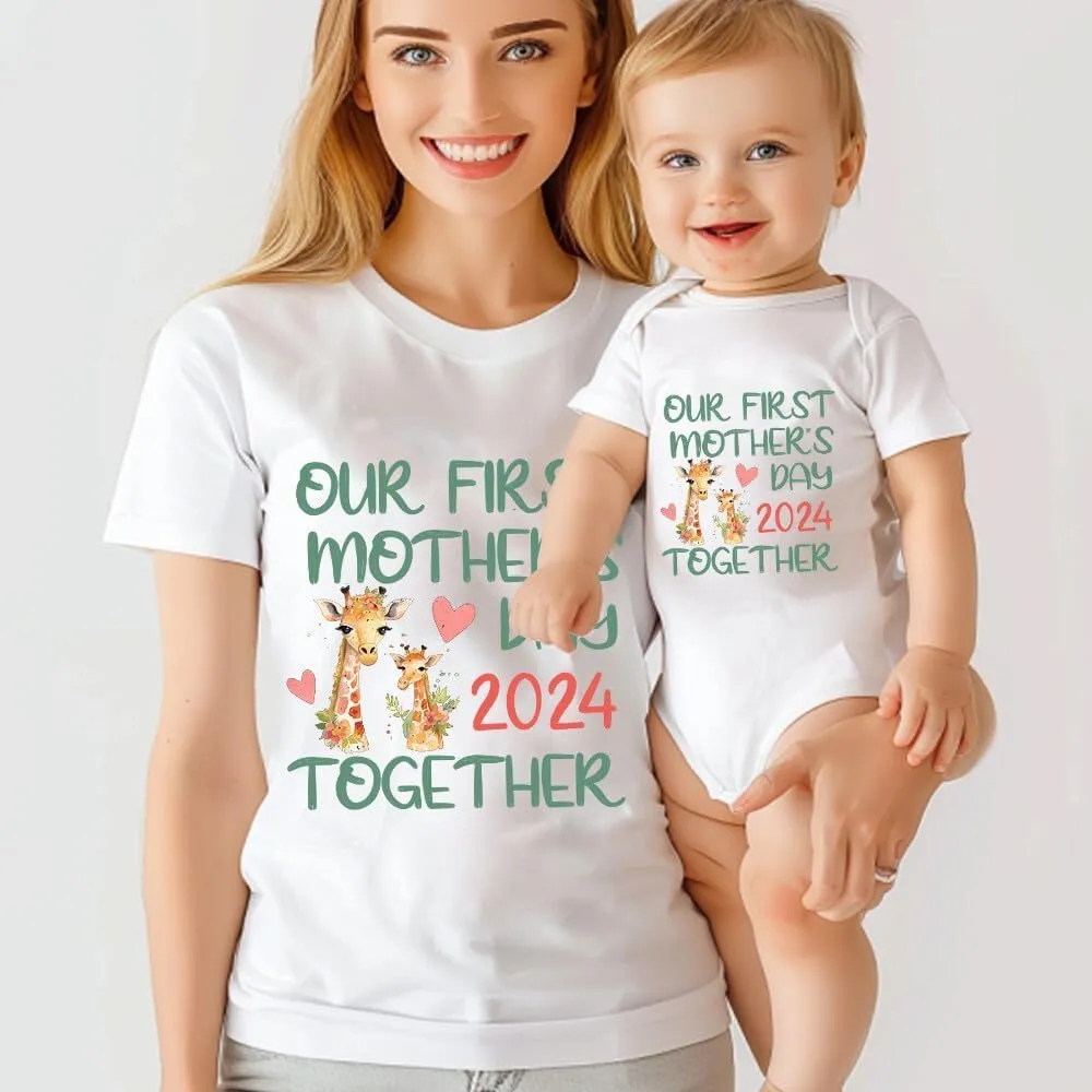 Personalized Mom And Baby Matching Outfits, Our First Mothers Day Together, Mom me Matching Shirt