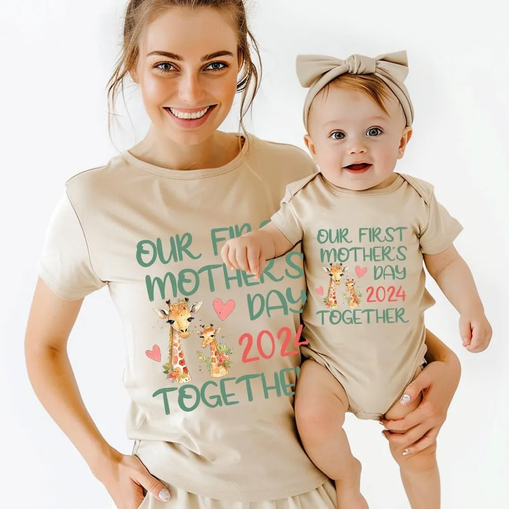Personalized Mom And Baby Matching Outfits, Our First Mothers Day Together, Mom me Matching Shirt