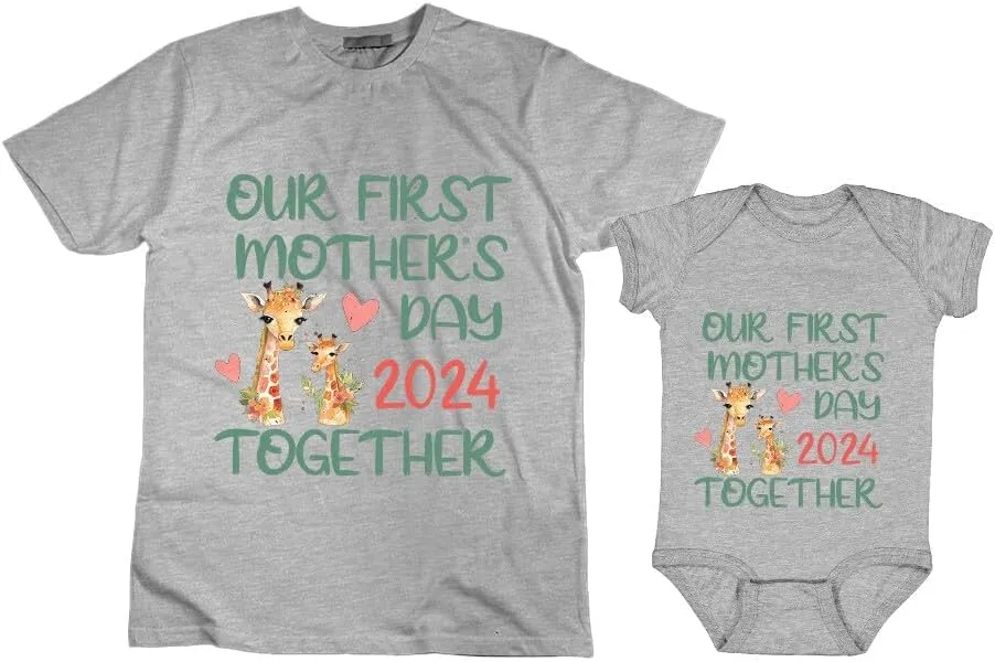 Personalized Mom And Baby Matching Outfits, Our First Mothers Day Together, Mom me Matching Shirt