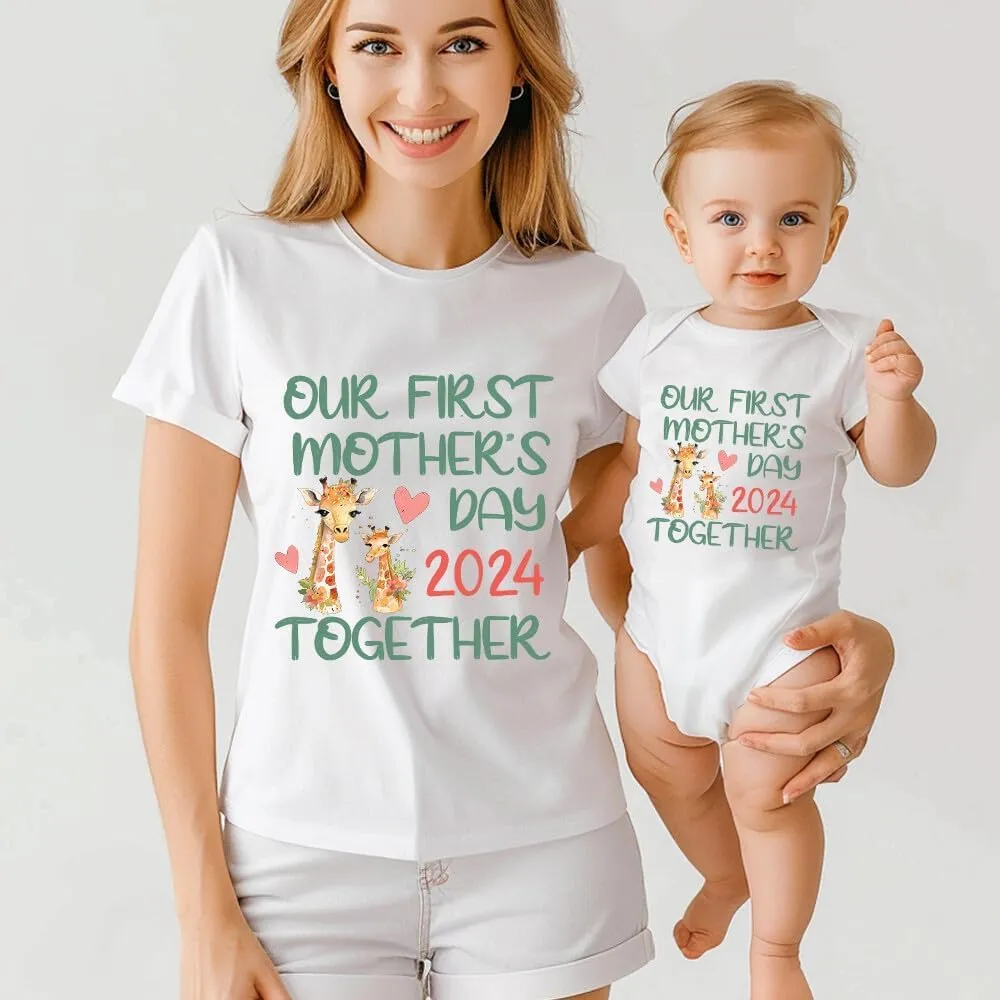 Personalized Mom And Baby Matching Outfits, Our First Mothers Day Together, Mom me Matching Shirt