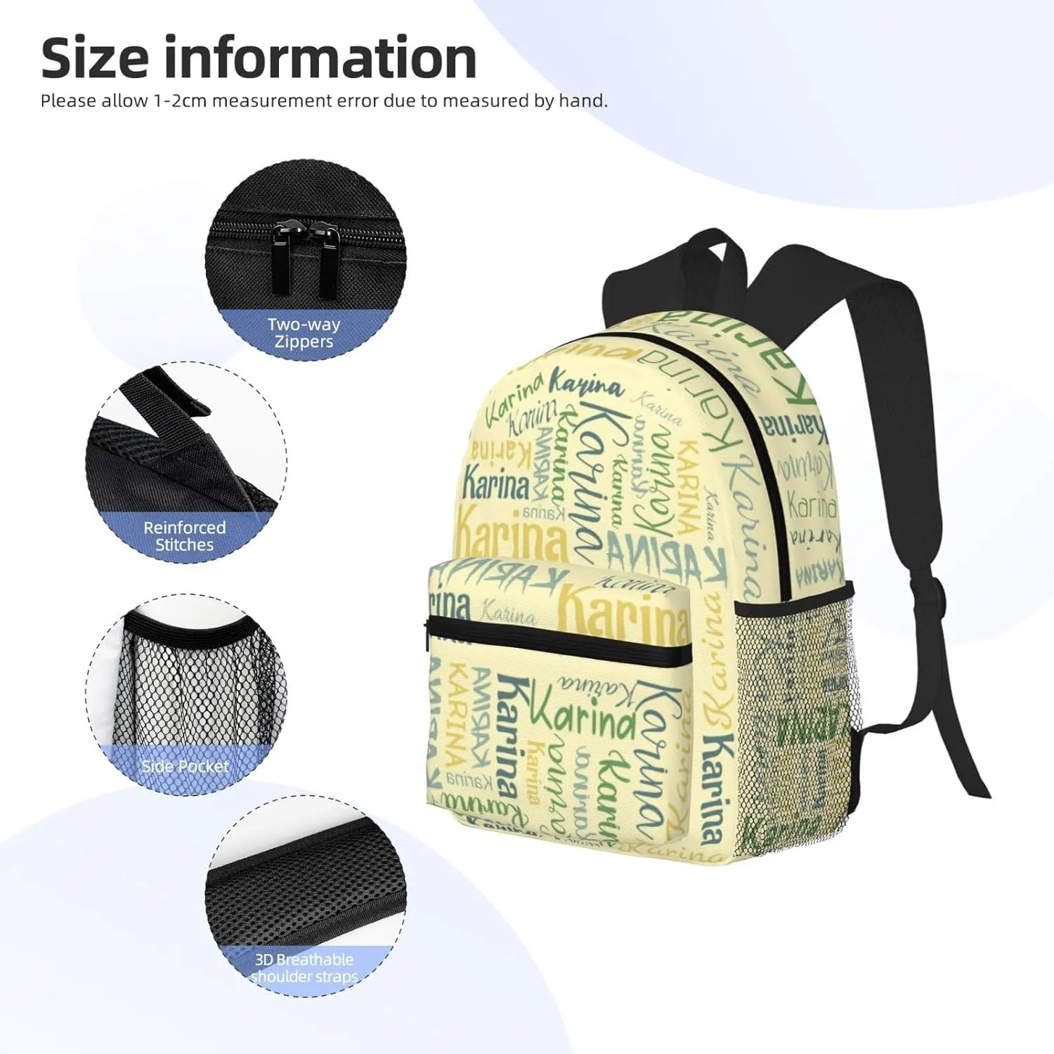 Personalized Name Large Capacity Backpack Custom Daypack Bag Shopping Picnic Customized Shoulder Bag Casual Daypack For Man Woman Kids