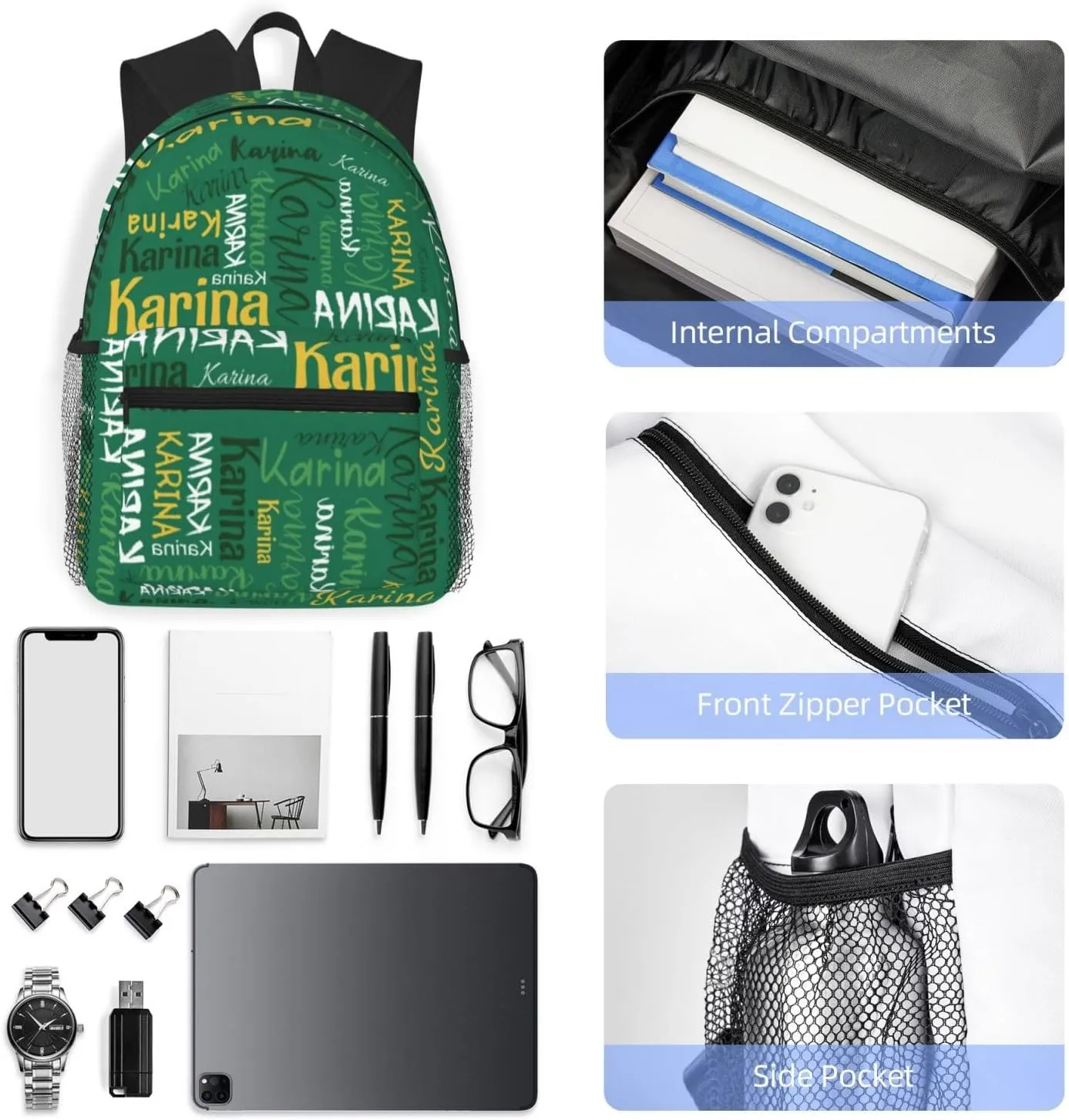Personalized Name Large Capacity Backpack Custom Daypack Bag Shopping Picnic Customized Shoulder Bag Casual Daypack For Man Woman Kids