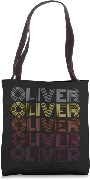 Personalized Name Oliver Retro Shopping Travel Vintage Style Tote Bag