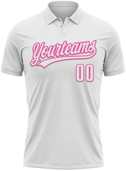 Personalized Name,Custom Jersey, Polo Sport, White Pink 3D Pink Ribbon Breast Cancer Awareness Month