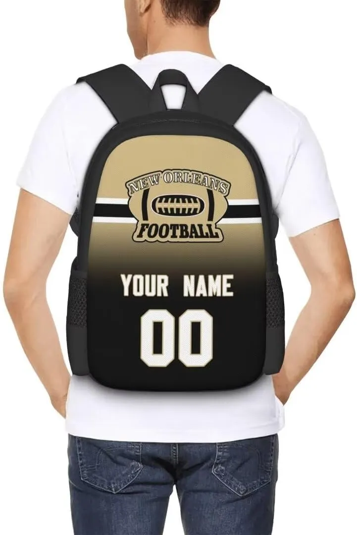 Personalized New Orleans Large Capacity Shoulder Bag Custom, Custom Personalized Name and Number Football Sports Backpack Travel Bag Computer Bag Fan Presents
