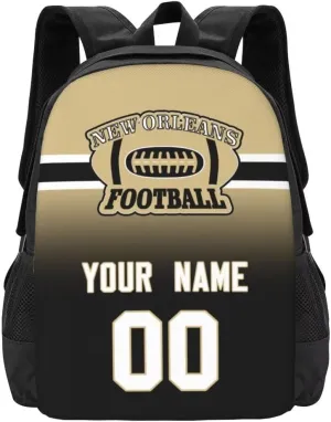 Personalized New Orleans Large Capacity Shoulder Bag Custom, Custom Personalized Name and Number Football Sports Backpack Travel Bag Computer Bag Fan Presents