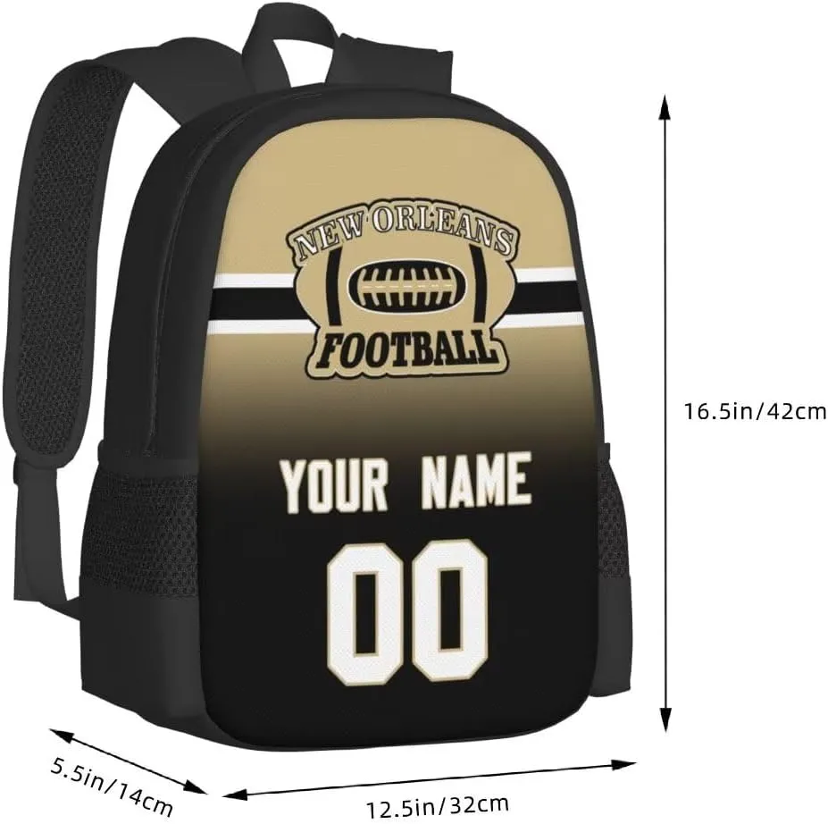 Personalized New Orleans Large Capacity Shoulder Bag Custom, Custom Personalized Name and Number Football Sports Backpack Travel Bag Computer Bag Fan Presents