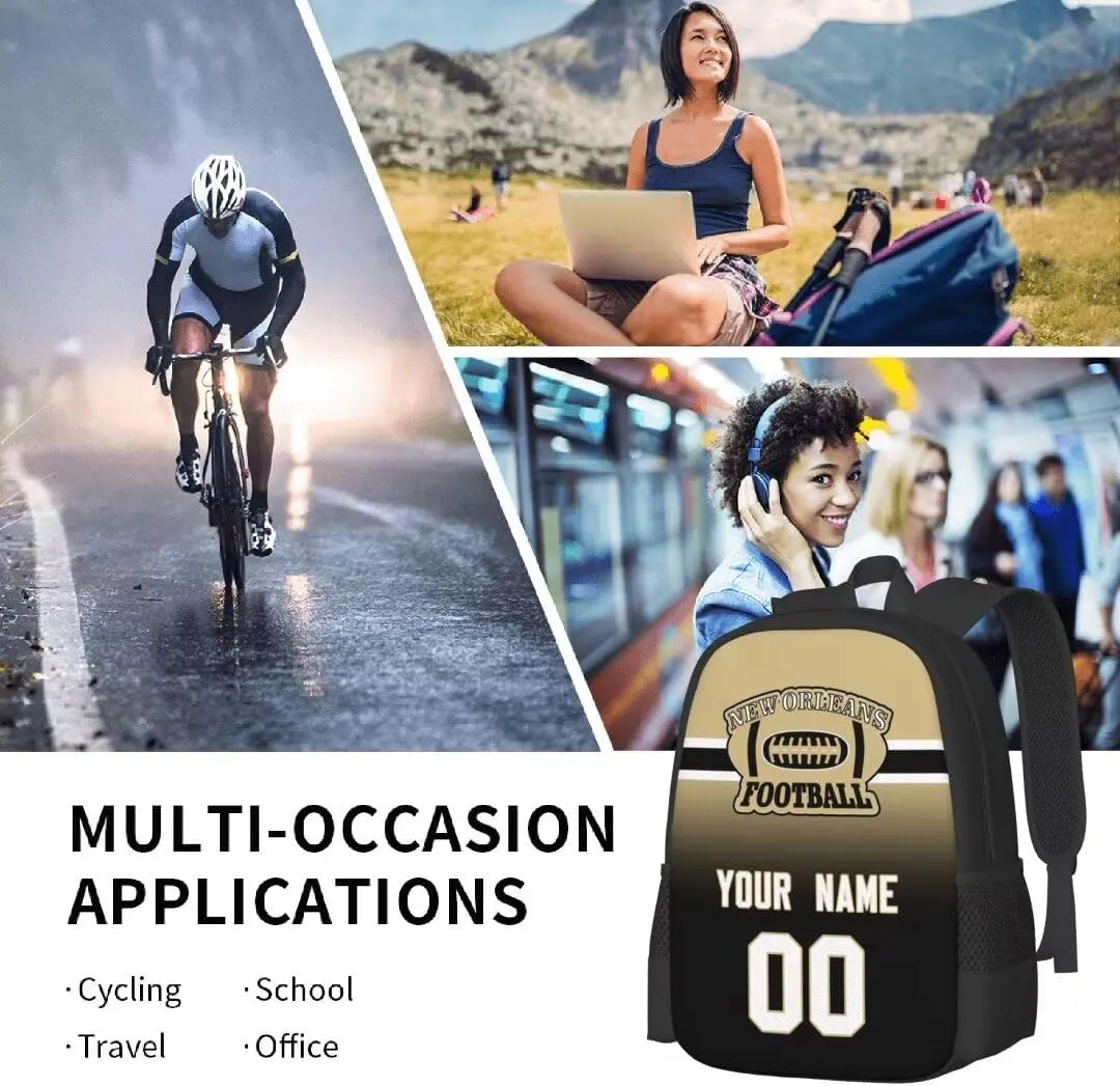 Personalized New Orleans Large Capacity Shoulder Bag Custom, Custom Personalized Name and Number Football Sports Backpack Travel Bag Computer Bag Fan Presents