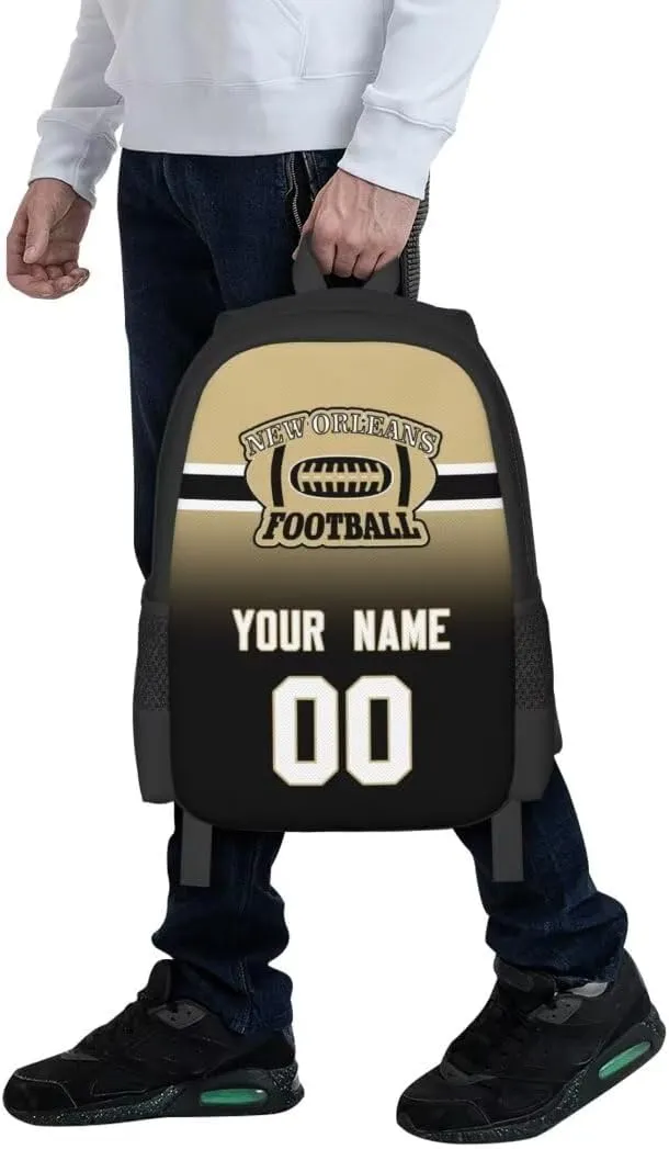 Personalized New Orleans Large Capacity Shoulder Bag Custom, Custom Personalized Name and Number Football Sports Backpack Travel Bag Computer Bag Fan Presents