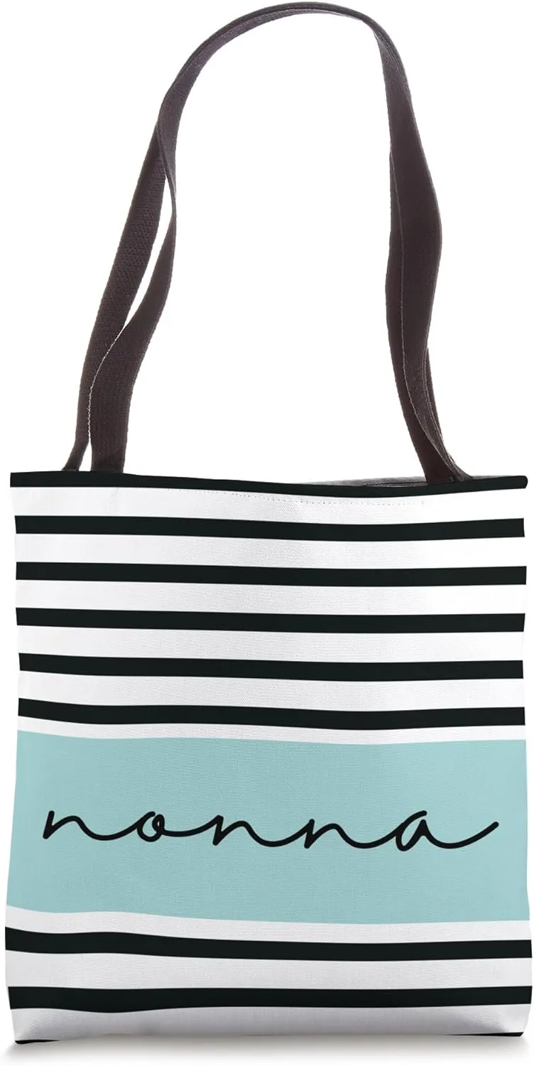 Personalized Nonna Italian Grandma Stripes Pattern Tote Bag