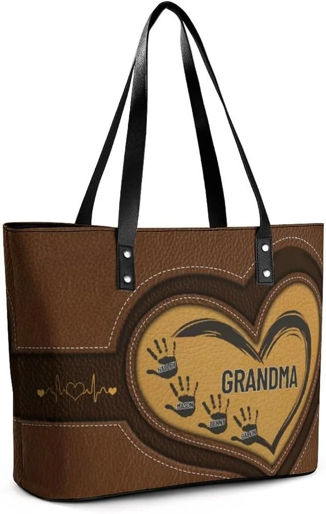 Personalized Shoulder Bag Custom Names Mothers Day Handbag Large Capacity Handbag Gift for Grandmother Mom Mother