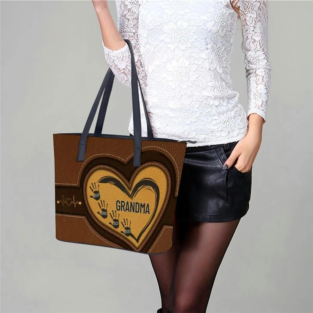 Personalized Shoulder Bag Custom Names Mothers Day Handbag Large Capacity Handbag Gift for Grandmother Mom Mother