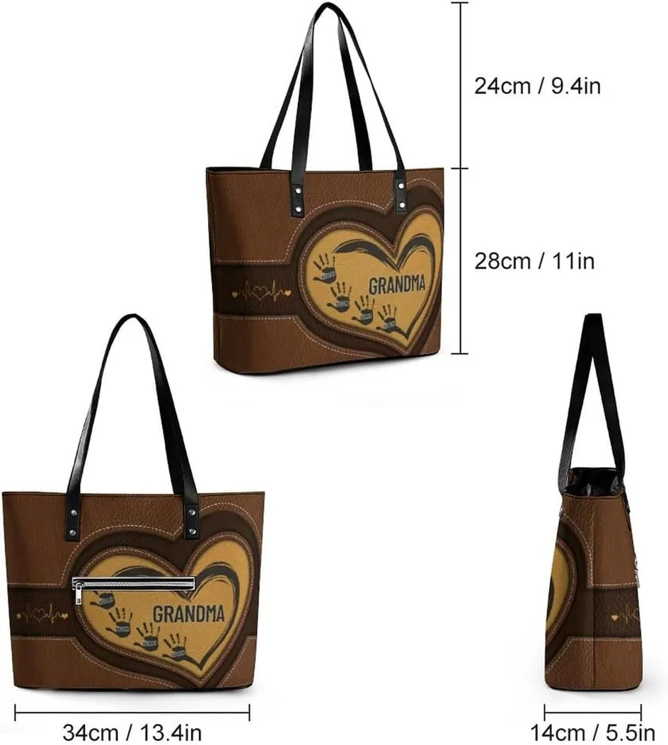 Personalized Shoulder Bag Custom Names Mothers Day Handbag Large Capacity Handbag Gift for Grandmother Mom Mother