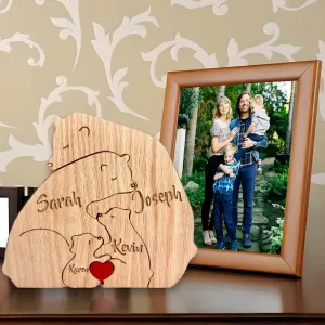 Personalized Wooden Bears Family Bear Puzzle Puzzle Gifts with Name, Ideal Gift for Mother's Day Father’s Day Christmas, Unique Decor Gift for Mom and Dad