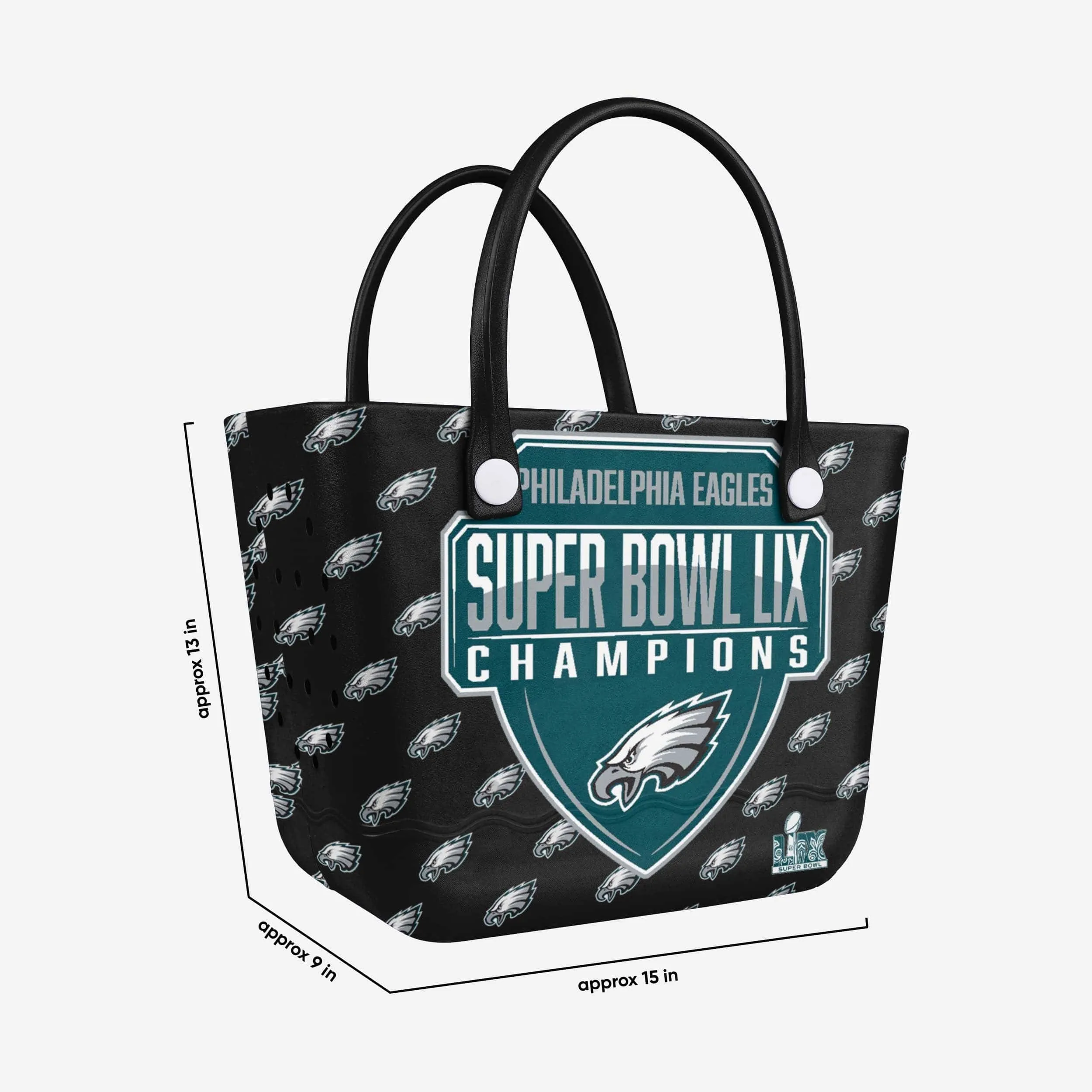 Philadelphia Eagles Super Bowl LIX Champions Big Logo Mini Print Tailgate Tote Bag