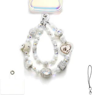 Phone Charm with Crystal Beads, Hands-free Wrist Strap for Most Phone Case, Anti-lost Keychain, Cute Bag Charms