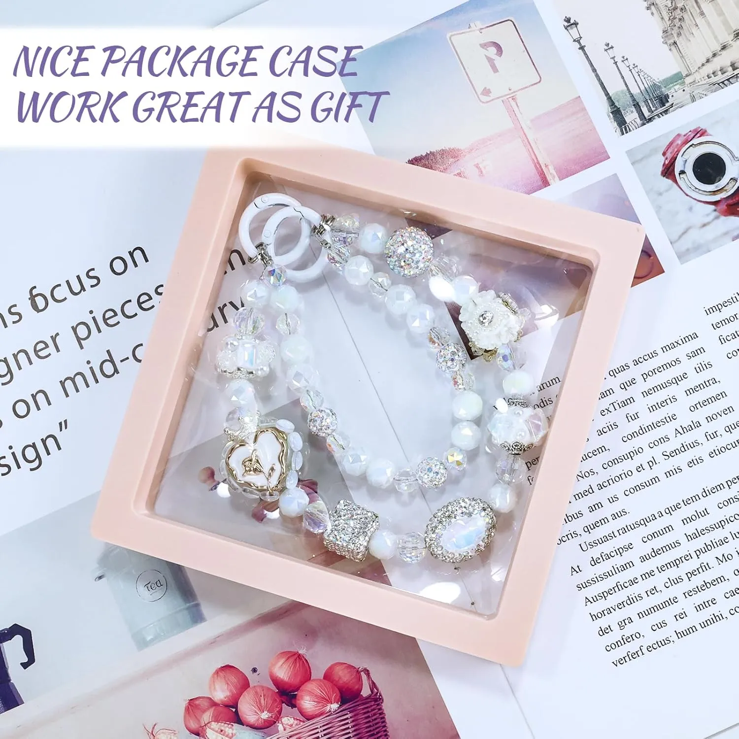 Phone Charm with Crystal Beads, Hands-free Wrist Strap for Most Phone Case, Anti-lost Keychain, Cute Bag Charms