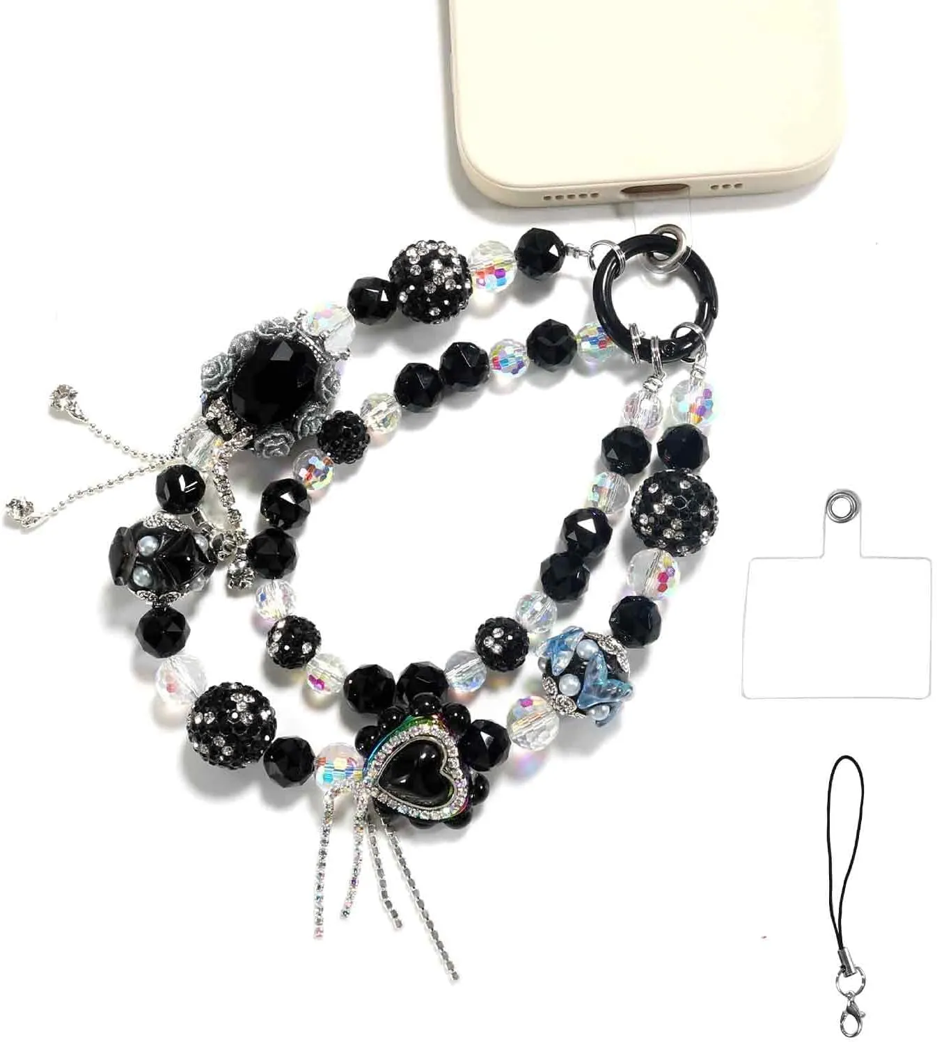 Phone Charms with Jeweled Beads Hands-free Phone Wrist Strap, Vintage iphone Wristlet, Luxury Bag Charm