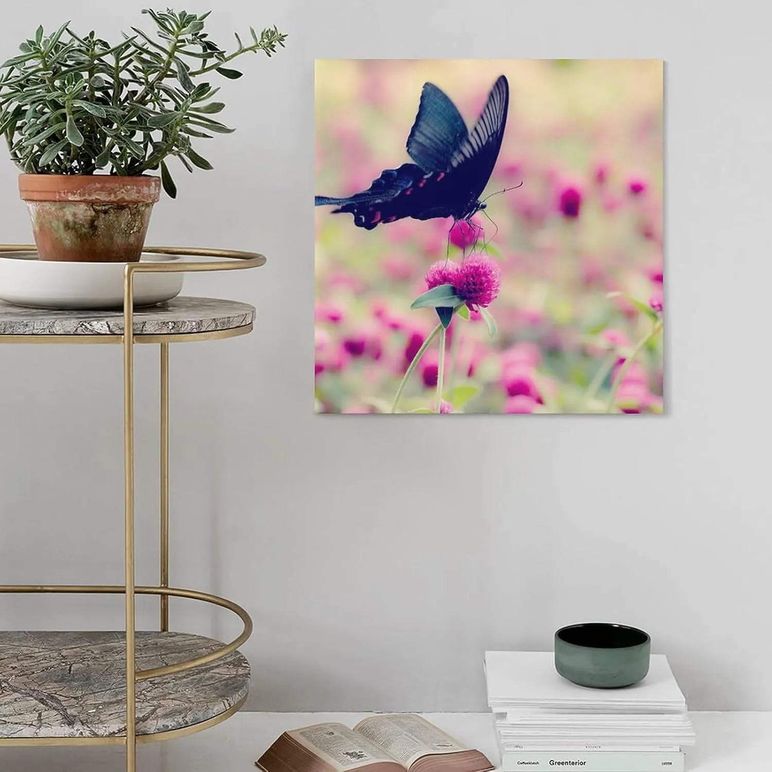 PICHU Butterflies Poster Black Wings Canvas Art Poster And Wall Art Picture Print Modern Family Bedroom Decor Posters 12x12inch(30x30cm), Frame-style