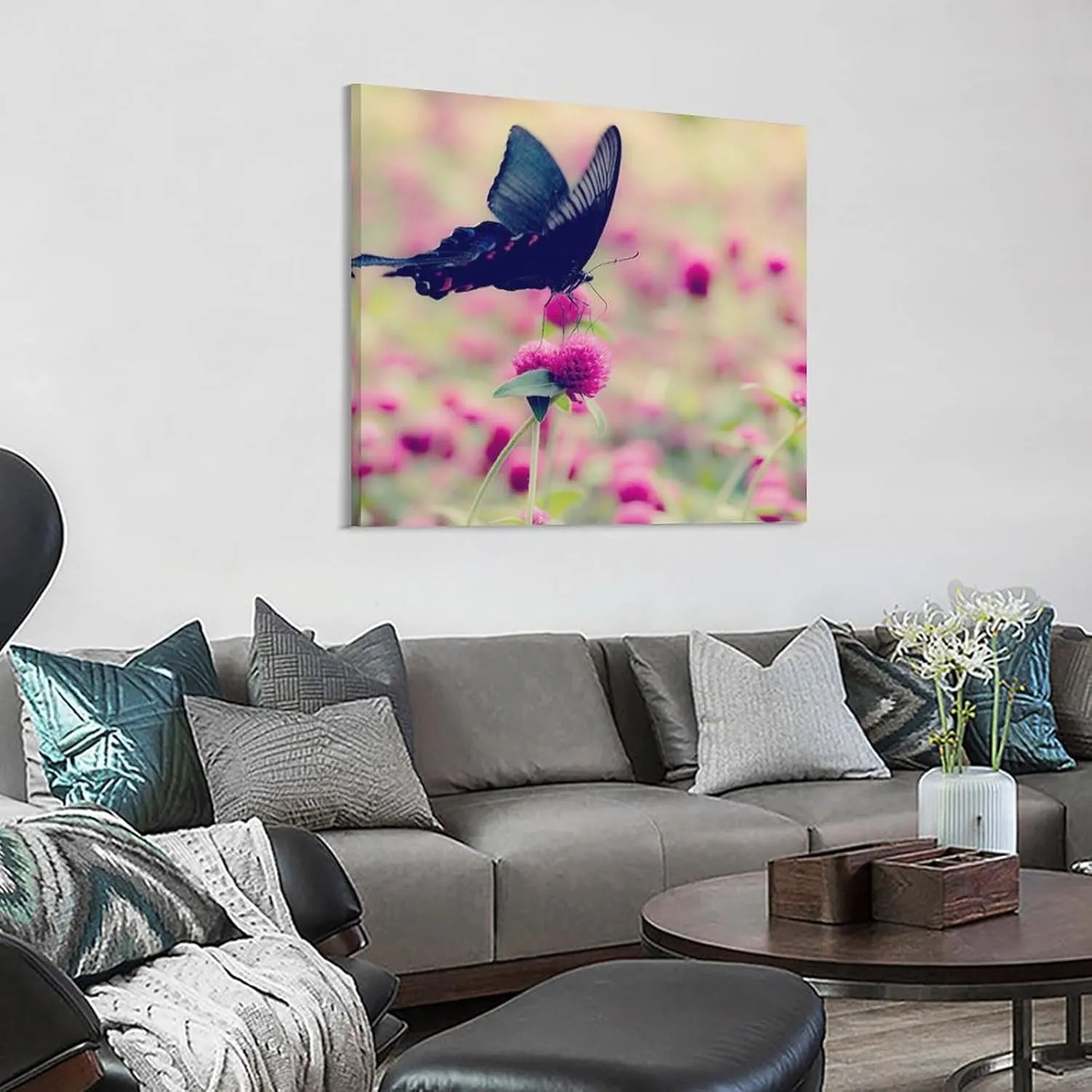 PICHU Butterflies Poster Black Wings Canvas Art Poster And Wall Art Picture Print Modern Family Bedroom Decor Posters 12x12inch(30x30cm), Frame-style