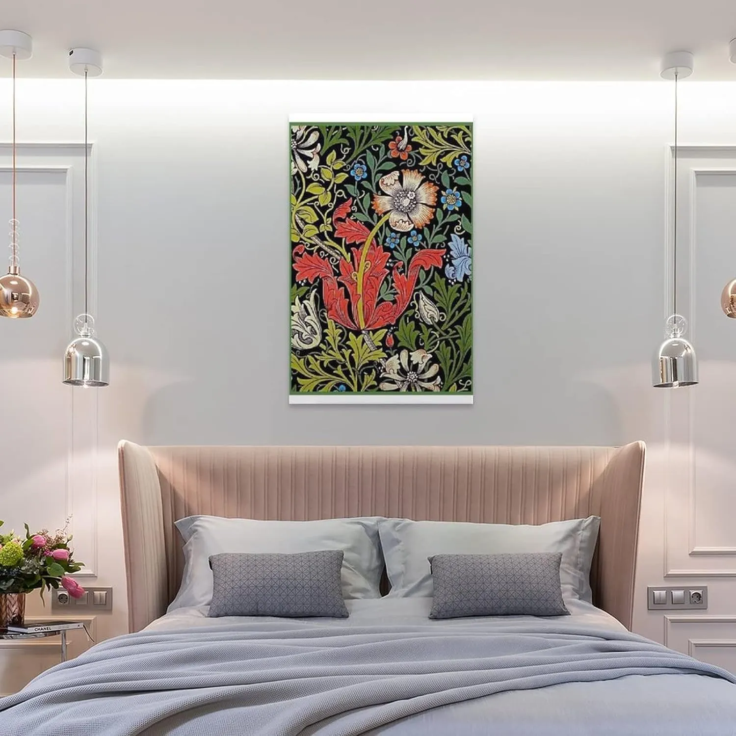PICHU William Morris Posters Artist Artistic Photo Red Petals Painting On Canvas Wall Art Poster Scroll Picture Print Living Room Walls Decor Home Posters 12x18inch(30x45cm), Unframe-style