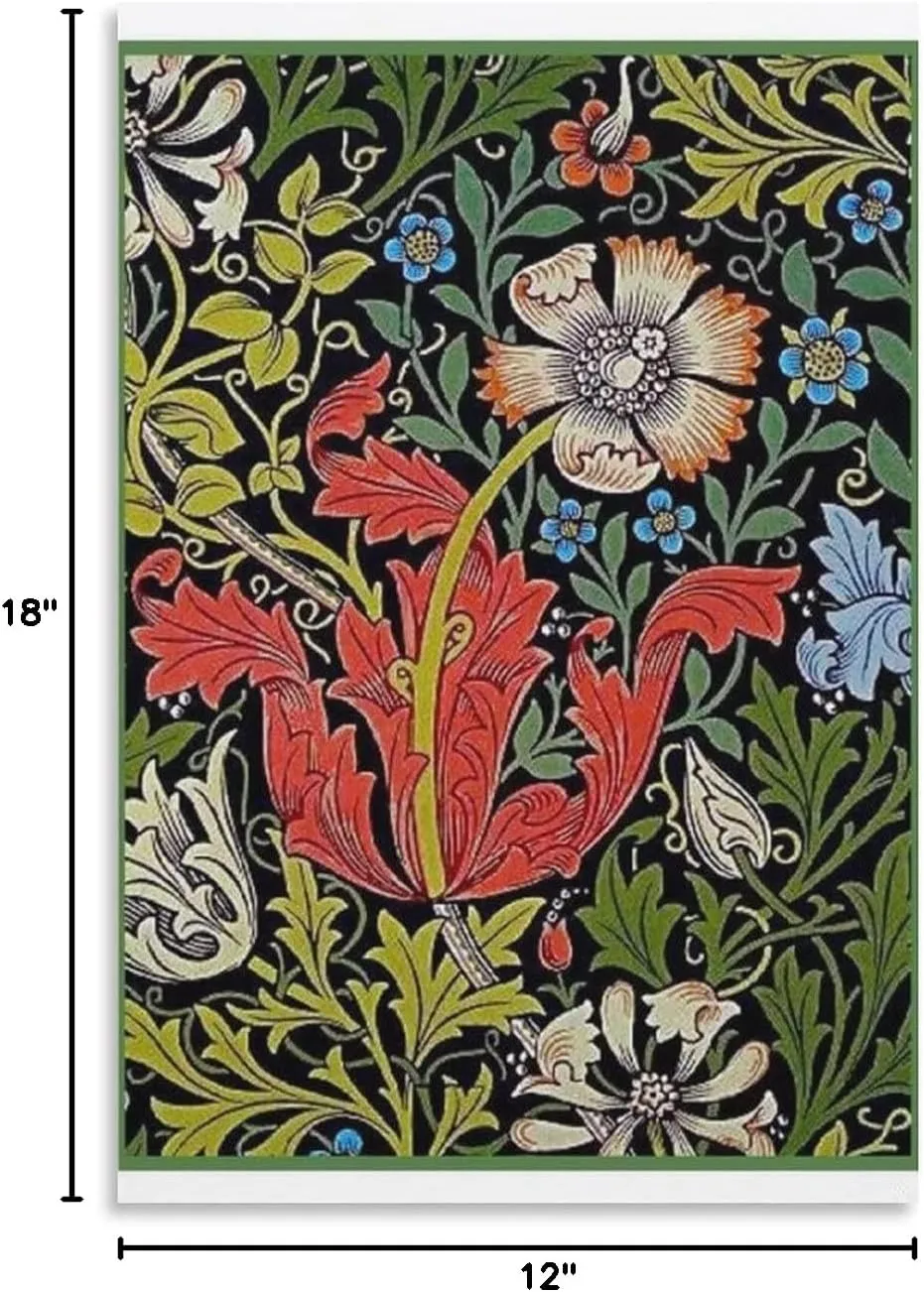PICHU William Morris Posters Artist Artistic Photo Red Petals Painting On Canvas Wall Art Poster Scroll Picture Print Living Room Walls Decor Home Posters 12x18inch(30x45cm), Unframe-style