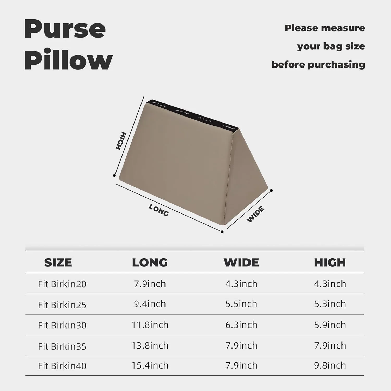 Pillow Luxury Bag Shaper Silky Smooth Insert for Handbagsfit Birkin 20/25/30/35/40 Bags, Keep Bag Shape(Brikin 35,Cris tourterelle)