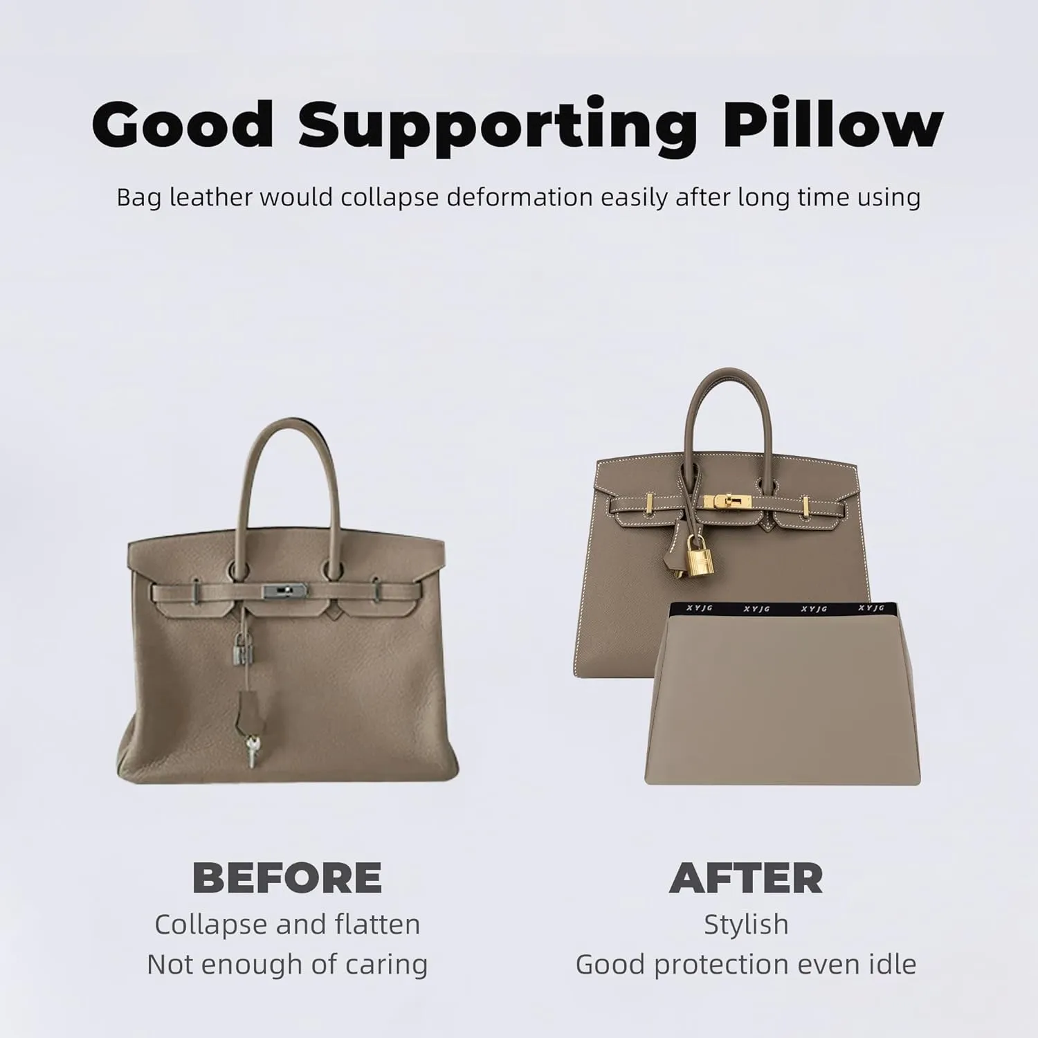 Pillow Luxury Bag Shaper Silky Smooth Insert for Handbagsfit Birkin 20/25/30/35/40 Bags, Keep Bag Shape(Brikin 35,Cris tourterelle)