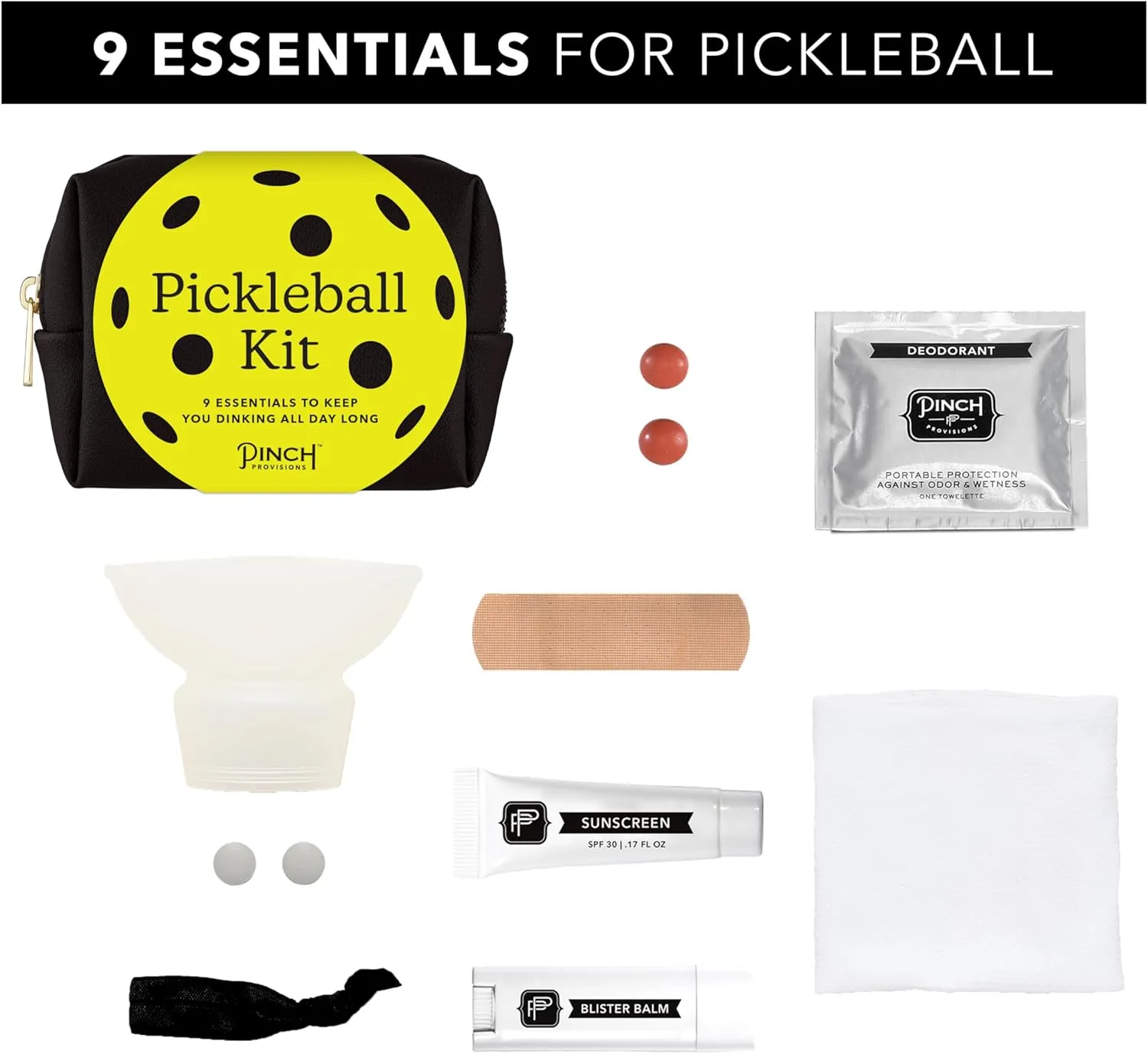 Pinch Provisions Pickleball Kit, 9 Must-Have Emergency Essentials for Pickleball, Includes Ball Retriever & Cooling Bands, Perfect for Pickleball Players, Father's Day, Mother's Day or Gym Bags