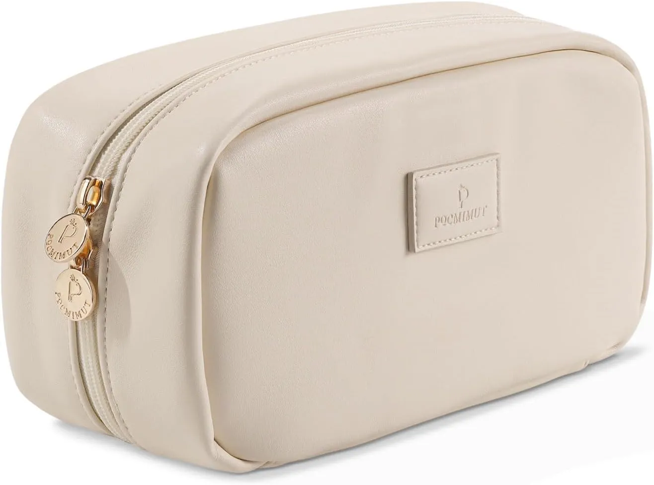 Pocmimut Christmas Gifts, Makeup Bag Travel Accessories for Women,Open Flat Make Pouch Christmas Birthday Gifts for Mom and Lover,Beige