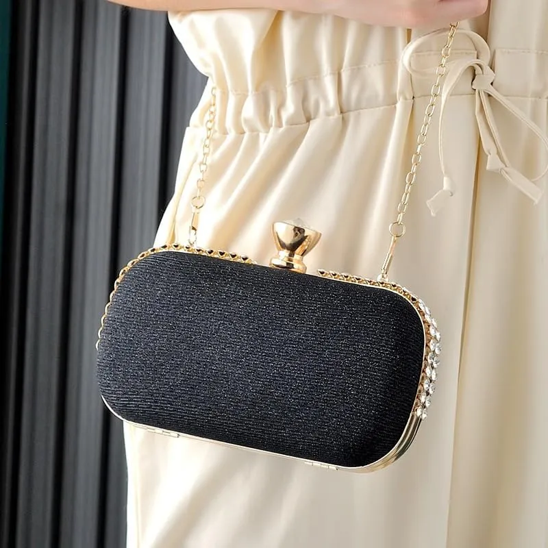 Polyester Cloth Inlay RhinestonesEvening Bag Women's Versatile Clutch Purses