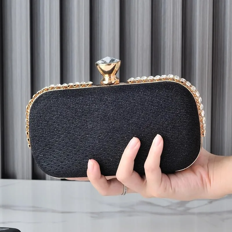 Polyester Cloth Inlay RhinestonesEvening Bag Women's Versatile Clutch Purses