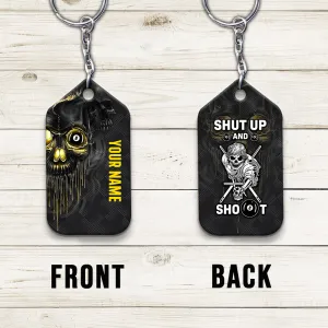 Pool Shut Up And Shoot Personalized Name 3D Keychain Gift For Billiard Players