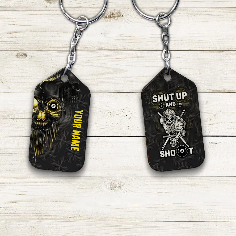 Pool Shut Up And Shoot Personalized Name 3D Keychain Gift For Billiard Players