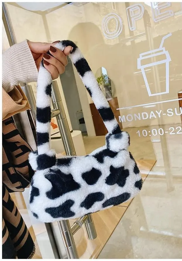 Pooyikoi Plush Underarm Bag, Ladies Fluffy Shoulder Bag, Women Y2K Furry Purse Fluffy Tote Bag for Autumn and Winter