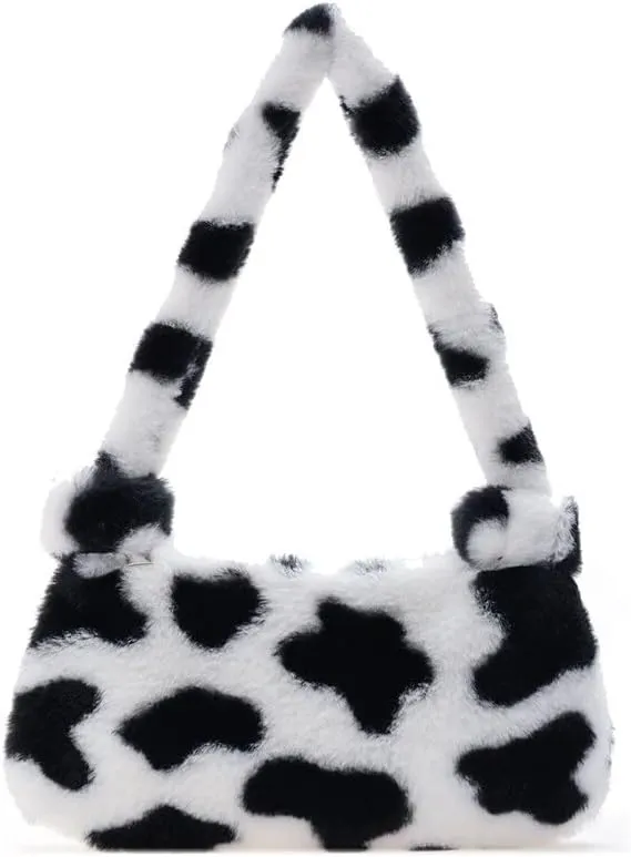Pooyikoi Plush Underarm Bag, Ladies Fluffy Shoulder Bag, Women Y2K Furry Purse Fluffy Tote Bag for Autumn and Winter