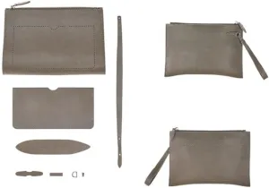 POPSEWING Top Grain Leather Men Clutch Bag DIY Kit, Handmade Genuine Leather Handbags for Men, Large Purse Business Clutch Bag Luxury Wristlet Wallet