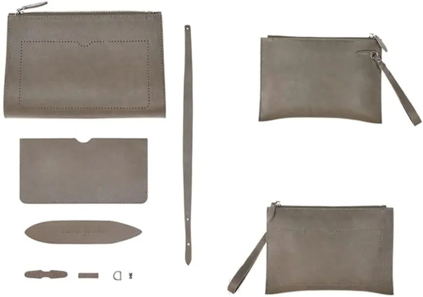 POPSEWING Top Grain Leather Men Clutch Bag DIY Kit, Handmade Genuine Leather Handbags for Men, Large Purse Business Clutch Bag Luxury Wristlet Wallet