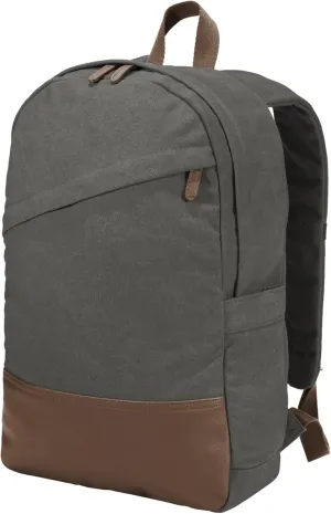 Port Authority Cotton Canvas Backpack. BG210, Dark Smoke Grey, OSFA