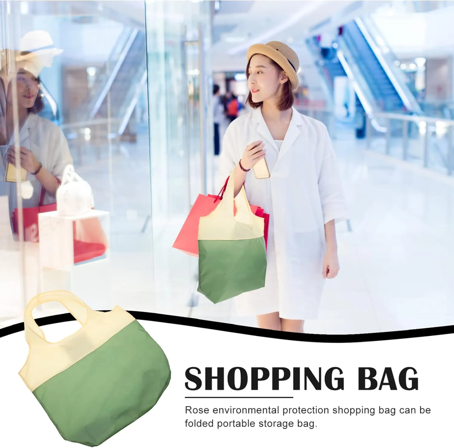 Portable Lightweight Reusable Shopping Pouch Washable Tote Bag for Grocery Beach Daily Use Ripstop