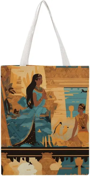 Posters Ancient Egyptian Art and Culture Canvas Tote Bag Reusable Grocery Shopping Bag Lightweight Shoulder Bag for Men Women
