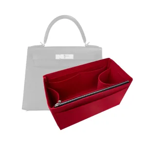 Premium Purse Organizer fits Kelly 25 Bag Organizer, for 35 Kelly 32 Insert Organizer, Kelly 28 Bag Insert, Handmade 2mm Thick Felt Insert Snug Sturdy Gold Zipper (For Kelly 28, Hot Magenta)