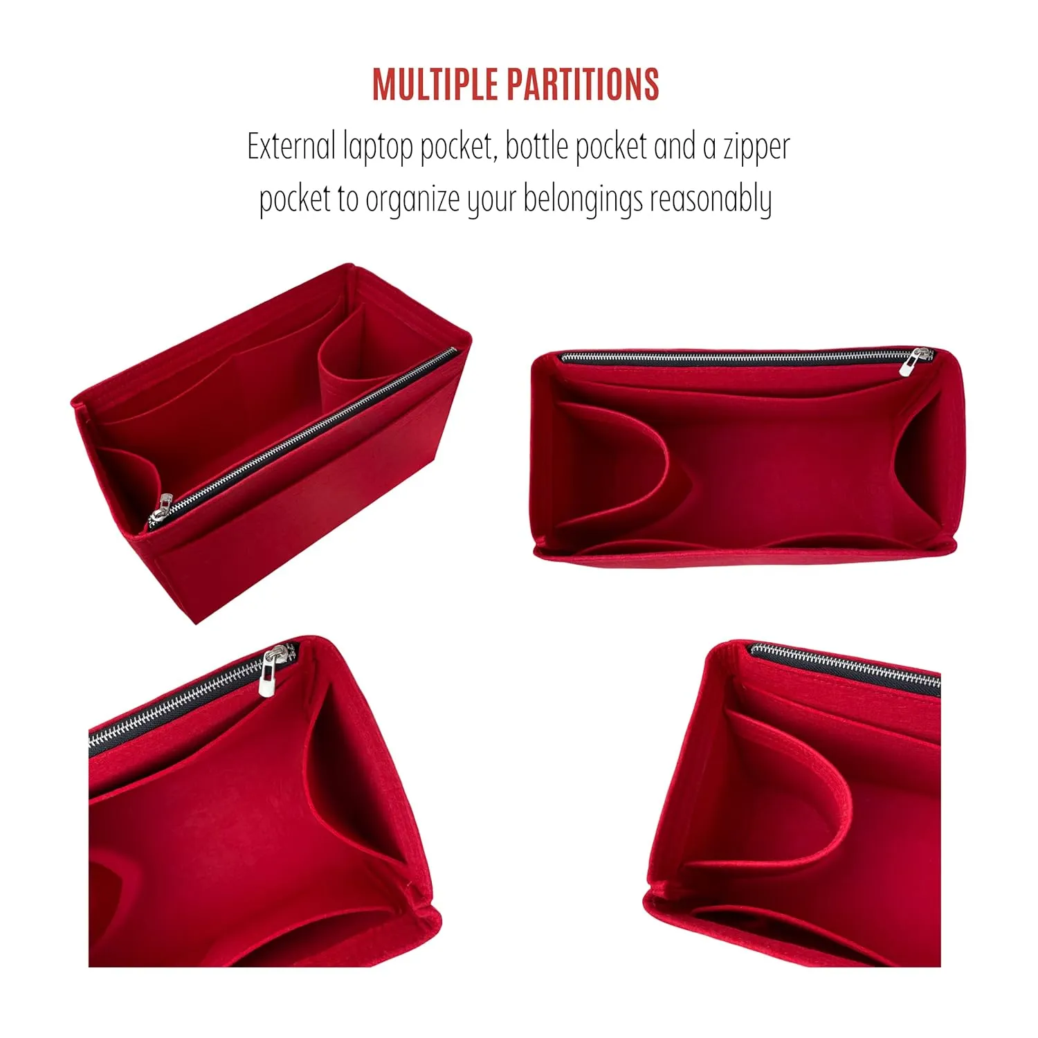 Premium Purse Organizer for Bride-a-brac Insert, PM Bride-a-brac case organizer, Trousse Bride A Brac GM Organizer, 2mm Thick Felt Snug Sturdy (For Small Bride-a-Brac (PM), Orange)