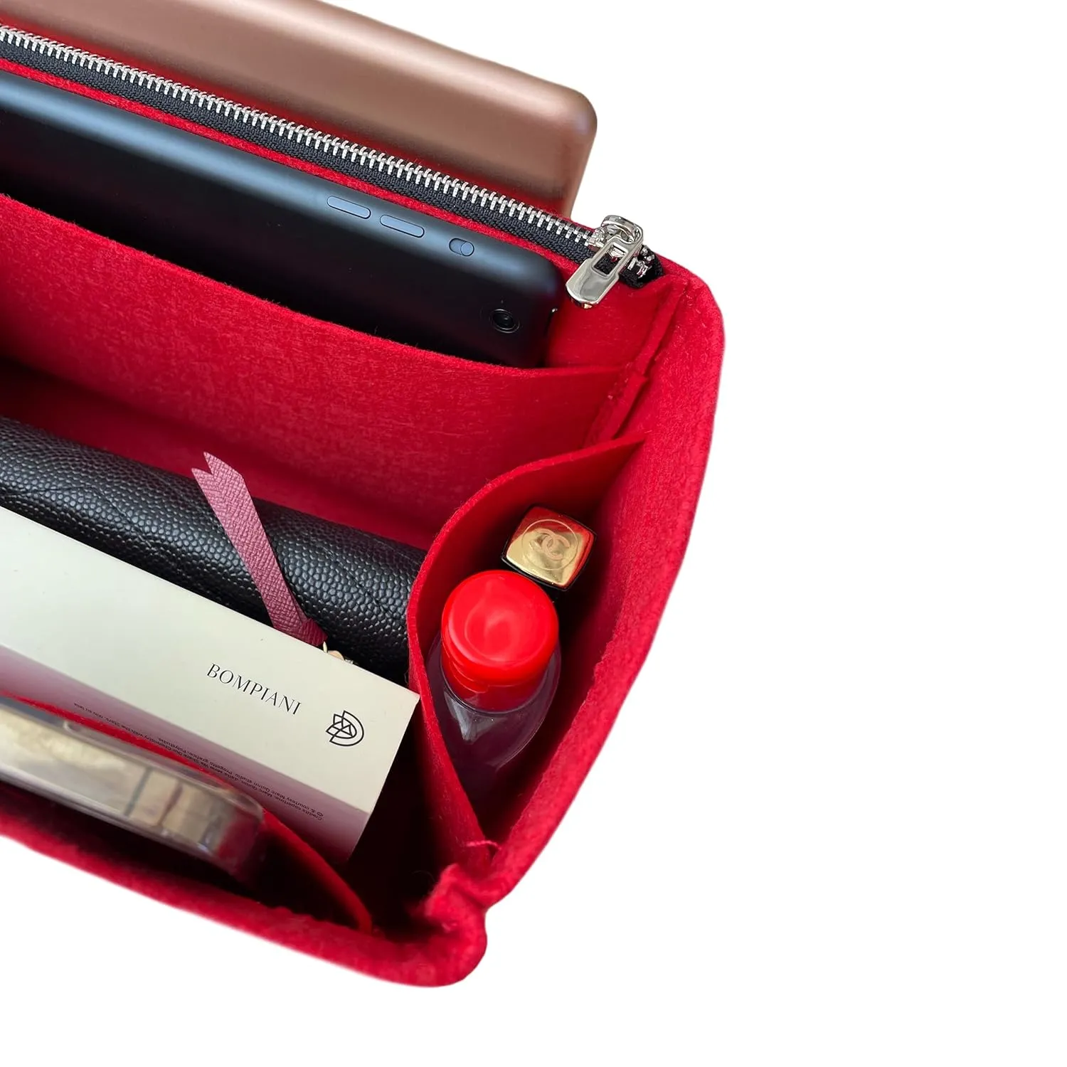 Premium Purse Organizer for Bride-a-brac Insert, PM Bride-a-brac case organizer, Trousse Bride A Brac GM Organizer, 2mm Thick Felt Snug Sturdy (For Small Bride-a-Brac (PM), Orange)