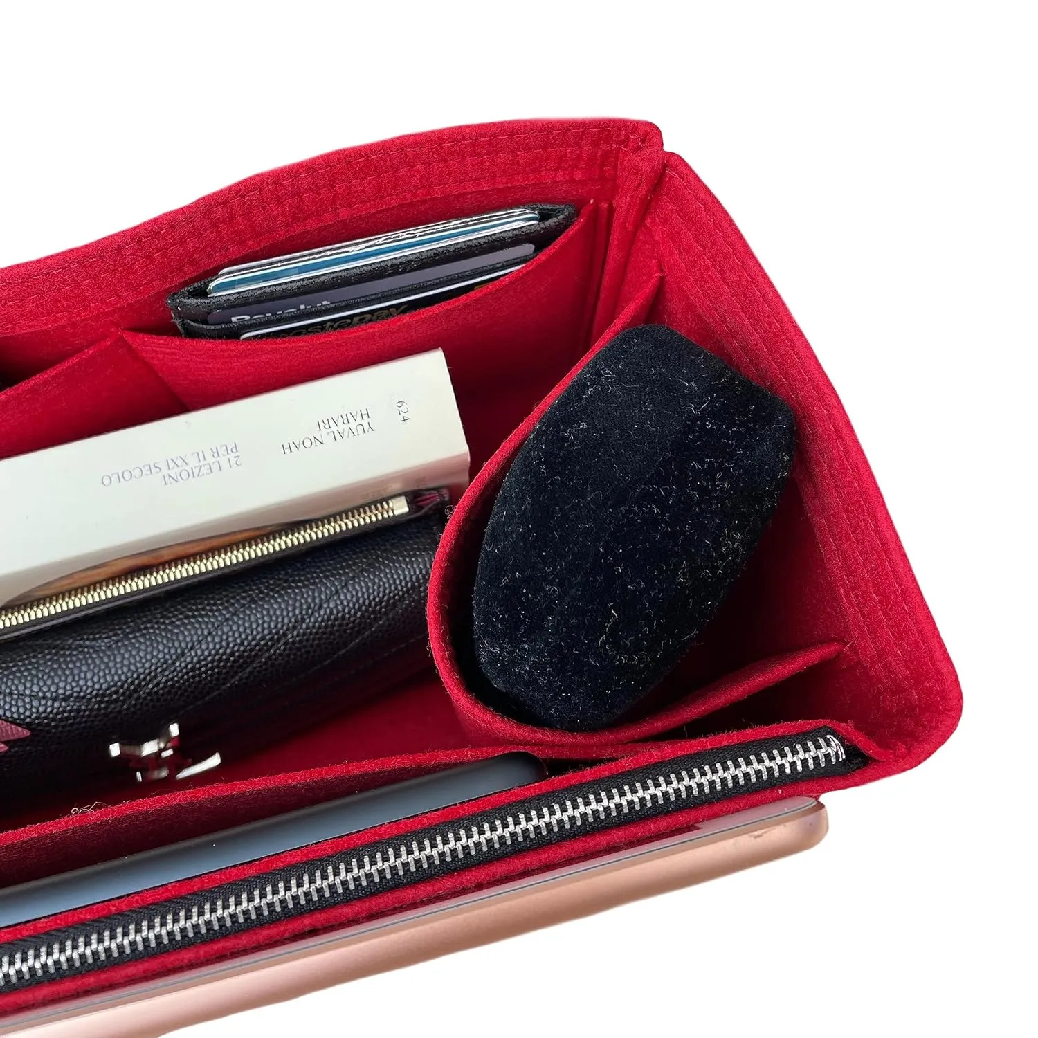 Premium Purse Organizer for Bride-a-brac Insert, PM Bride-a-brac case organizer, Trousse Bride A Brac GM Organizer, 2mm Thick Felt Snug Sturdy (For Small Bride-a-Brac (PM), Orange)