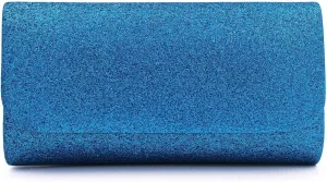 Premium Small Metallic Glitter Flap Clutch Evening Bag Handbag
