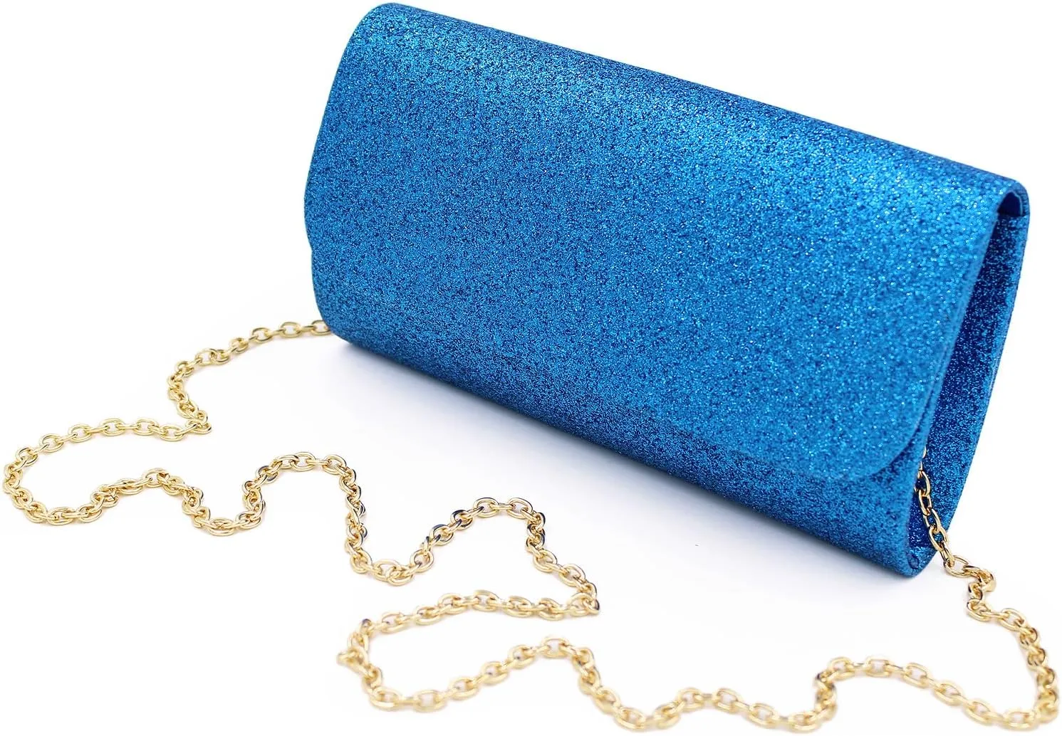 Premium Small Metallic Glitter Flap Clutch Evening Bag Handbag