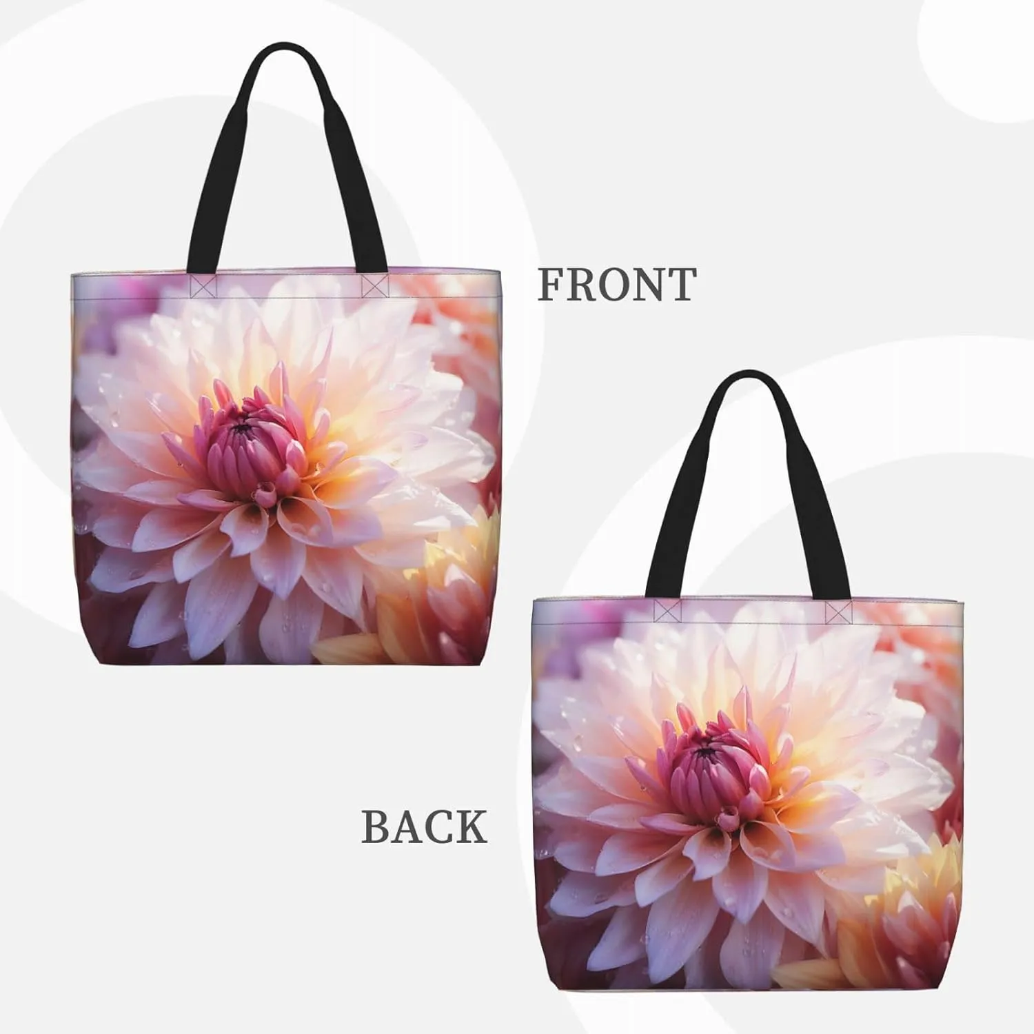 Pretty Flower Print Tote Bag Shoulde Bag Handbag Grocery Bags Reusable For Office Shopping Travel Casual Work Holiday